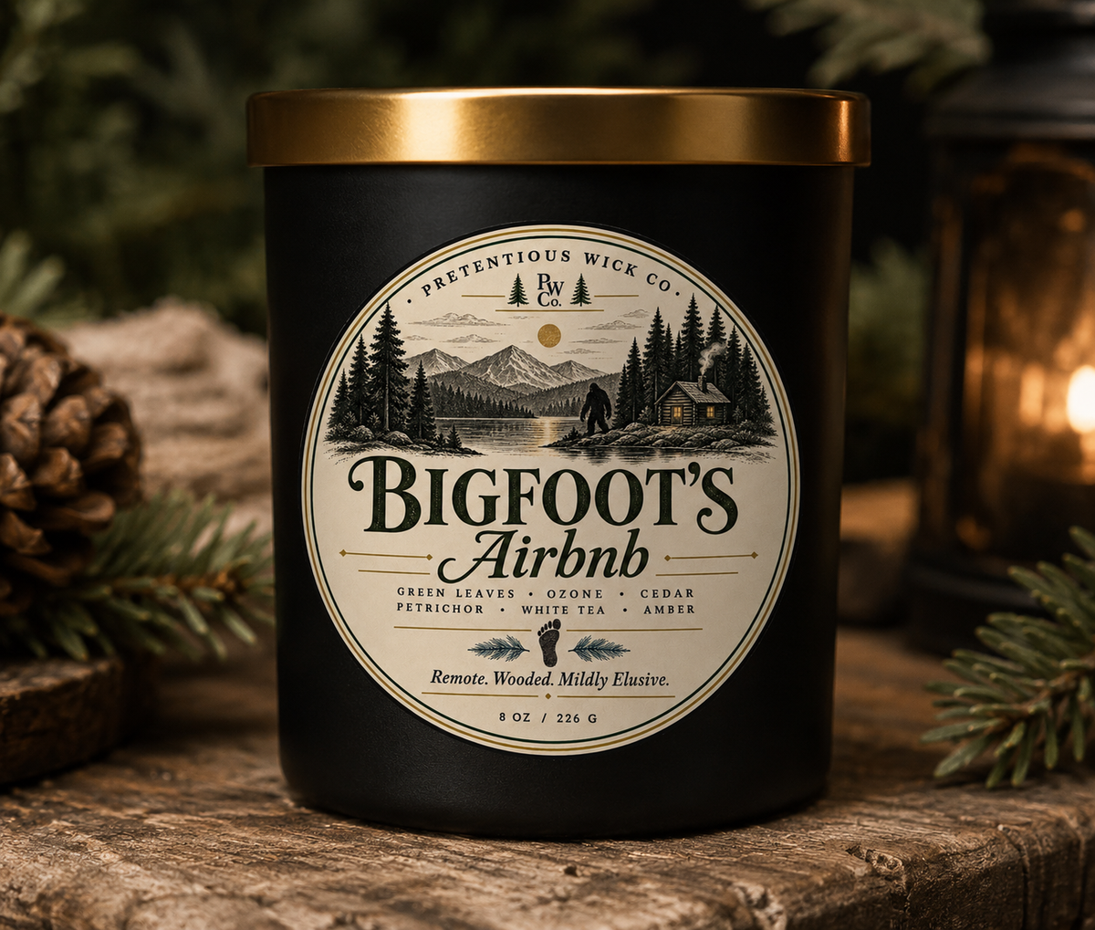 Bigfoot's Airbnb candle by Pretentious Wick Co.